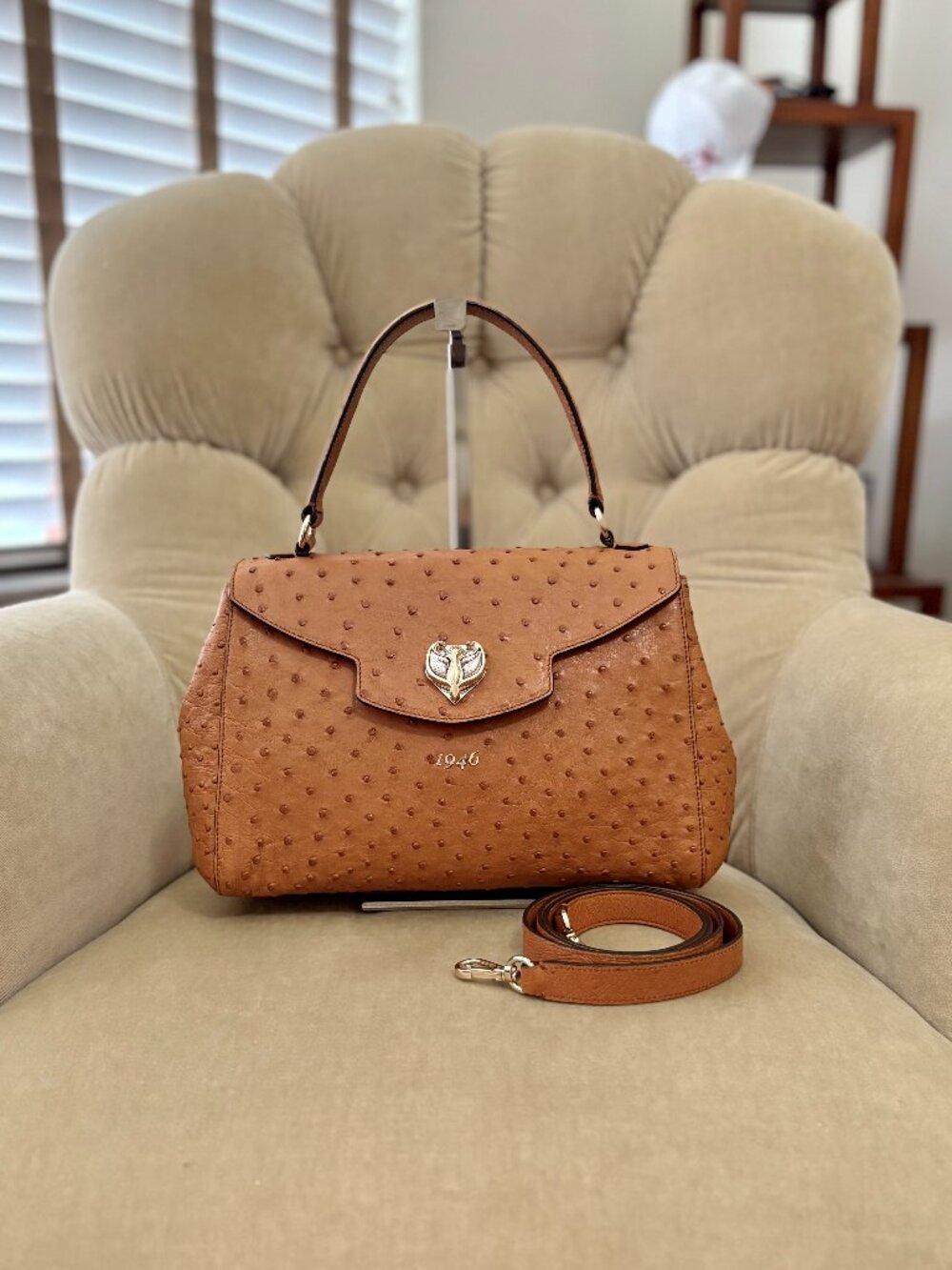 VTG Auth BIANCHI E NARDI 1946 Firenze Ostrich Covertible Satchel Bag...GORGEOUS!